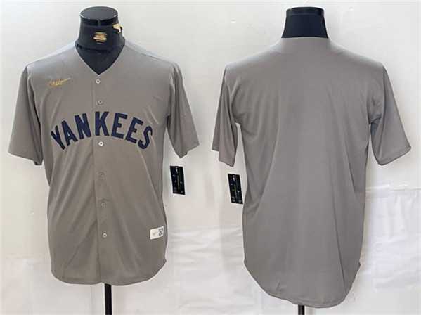 Men%27s New York Yankees Blank Gray Cool Base Stitched Baseball Jersey->oakland athletics->MLB Jersey